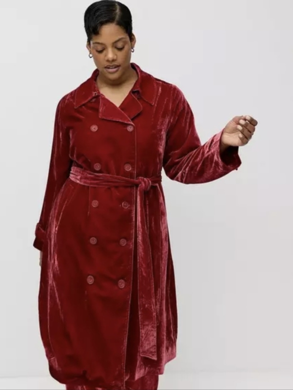 Torrid 2X 18/20 Studio Double-Breasted Velvet Trench Coat